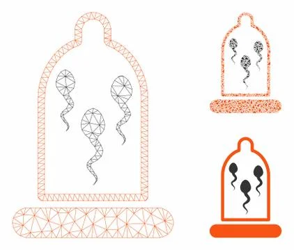 Sperm in Condom Vector Mesh 2D Model and Triangle Mosaic Icon Stock-Illustration