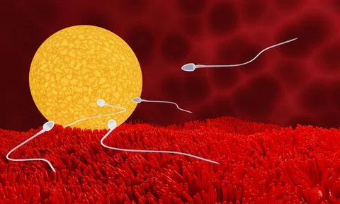 The sperm is directed towards the egg. To do human mating. A pre-fertilizatio Stock Illustration