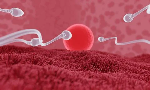 The sperm is directed towards the egg. To do human mating. A pre-fertilizatio Stock Illustration