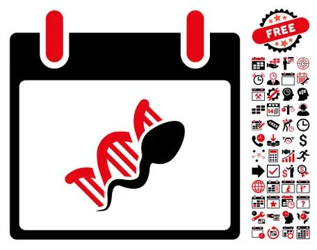 Sperm DNA Replication Calendar Day Flat Vector Icon With Bonus Illustration