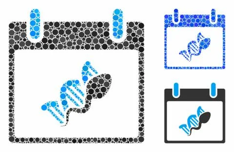 Sperm DNA replication calendar day Mosaic Icon of Round Dots Illustration