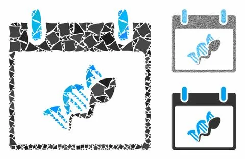 Sperm DNA replication calendar day Mosaic Icon of Bumpy Parts Illustration