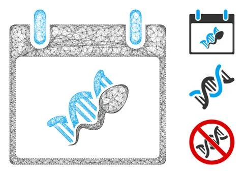 Sperm DNA Replication Calendar Day Polygonal Web Vector Mesh Illustration Illustrazione stock