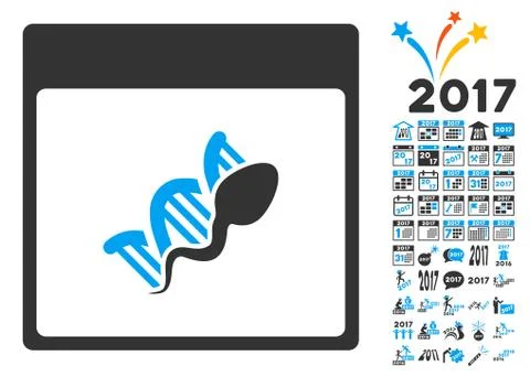 Sperm DNA Replication Calendar Page Flat Vector Icon With Bonus Illustration