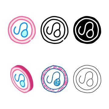 Sperm in egg color icon vector variety Stock Illustration