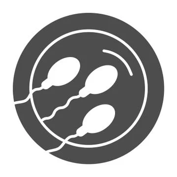 Sperm in female cell solid icon, Medical concept, Fertilization process sign on Illustrazione stock
