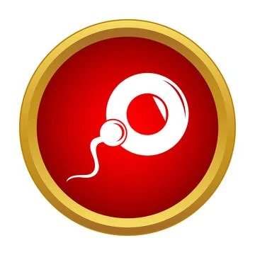 Sperm fertilizing egg cell for human reproduction icon Stock Illustration