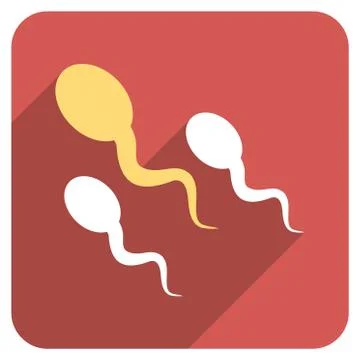 Sperm Flat Rounded Square Icon with Long Shadow Stock Illustration