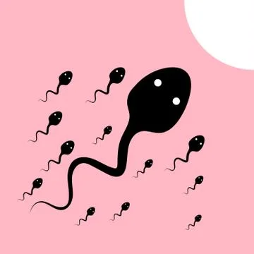 Sperm flowing towards the egg vector illustration black Stock Illustration