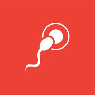 Sperm Icon On Red Background. Red Flat Style Vector Illustration Stock Illustration