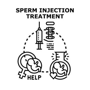 Sperm injection infertility treatment process vector concept Stock Illustration
