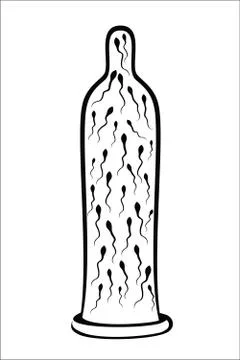 Sperm inside condom Stock Illustration