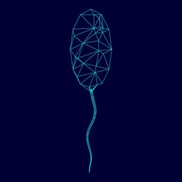 Sperm low poly triangulation triangulated polygonal electric cyan blue vibran Stock Illustration