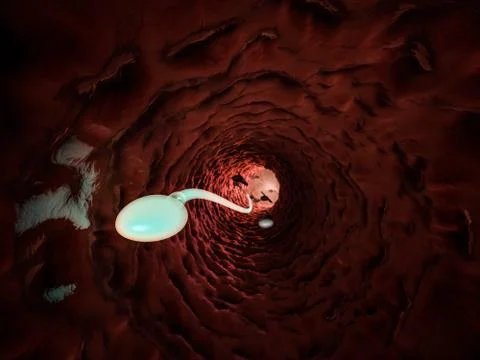 Sperm microscopic view. 3D Stock Illustration