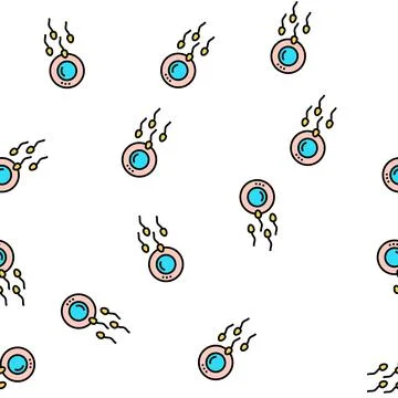 Sperm ovum vector seamless pattern sign Stock Illustration
