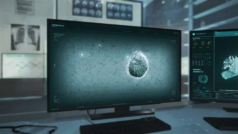Sperm Scan On A Microscopic Level Via Modern Microbiological Computer Program Vídeos de archivo 166570441