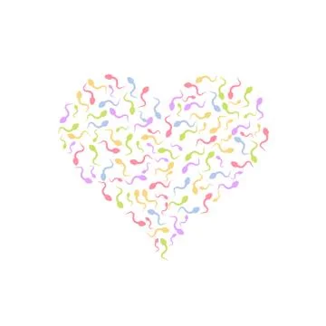 Sperm in the shape of heart. Stock Illustration