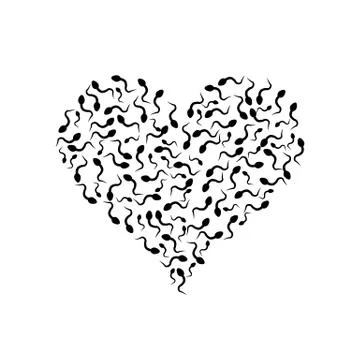 Sperm in the shape of heart. Stock Illustration