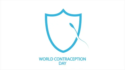 Sperm shield logo for world contraception day Video stock 157330587