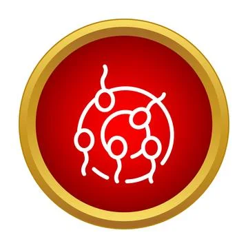 Sperm surrounding ovum in red button icon 스톡 일러스트