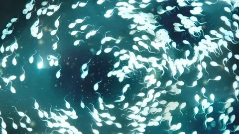 Sperm Swimming in Teal - This is the One! Stock Footage 128227836