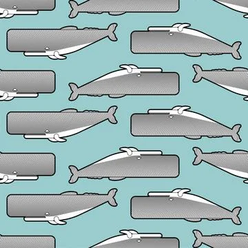 Sperm whale Engraving pattern seamless. Cachalot etching background 스톡 일러스트