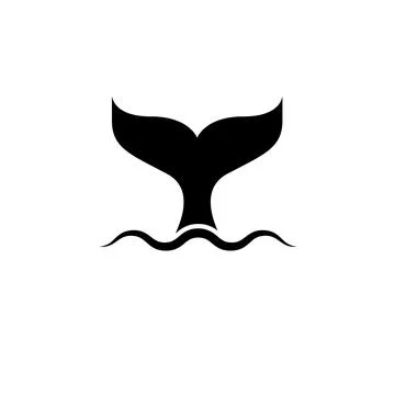 Sperm Whale Tail in Water Wave, Wildlife Solid Flat Vector Icon Isolated on W Stock Illustration