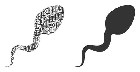 Spermatozoon Mosaic of Binary Digits Stock Illustration