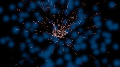 Spermatozoons going from source in random sequence over dark background. Stock Illustration