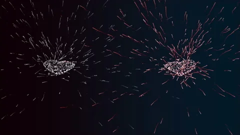 Spermatozoons going from two sources in random sequence over dark background. Stock Footage 130420220