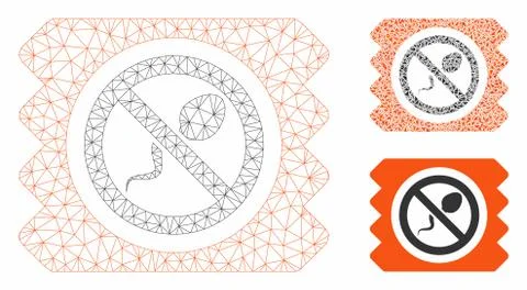 Spermicide Condom Vector Mesh Wire Frame Model and Triangle Mosaic Icon Stock-Illustration