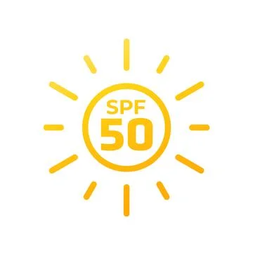 SPF 50 icon with a sun, vector Stock Illustration