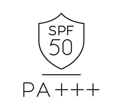 SPF 50 ( Sun Protection Factor ) - measuring UVB protection with PA+++ - St.. Stock Illustration