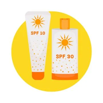 SPF bottles illustration Stock Illustration
