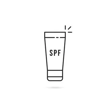 Spf sunblock thin line black icon Stock Illustration