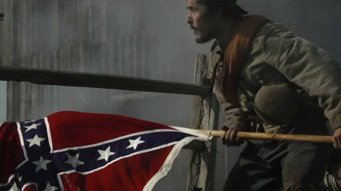 SPFX, "Combat Camera" charge in a Civil War Battle reenactment 스톡 동영상 148403619