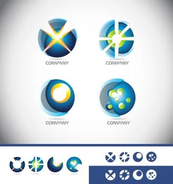 Sphere 3d logo icon set Stock Illustration