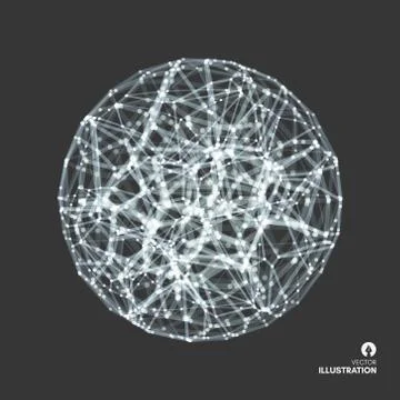 Sphere. 3d vector wireframe object. Abstract grid design. Stock Illustration