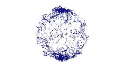 Sphere abstract globe molecule blue lines connect dots omicron virus variant 3D Stock Illustration