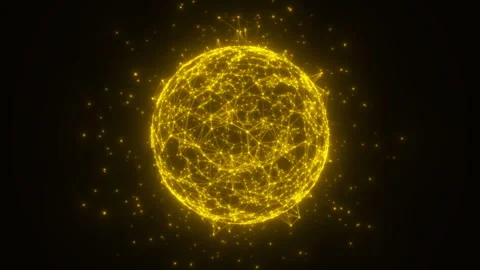 Sphere Abstract Gold Digital Data System Node And Connection Path Stock Footage 337927814