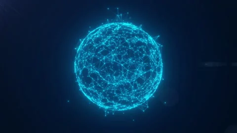 Sphere Abstract Gold Digital Data System Node And Connection Path Stock Footage 337929101