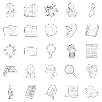 Sphere of activity icons set, outline style Illustrazione stock
