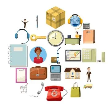 Sphere of activity icons set, outline style Illustrazione stock