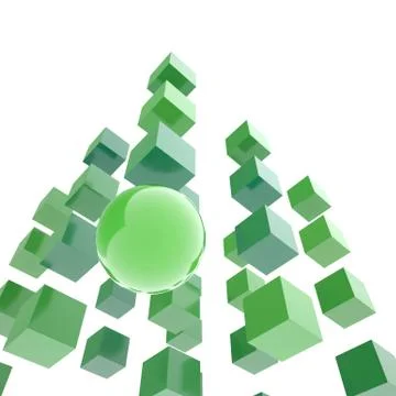 Sphere among cubes isolated on white Stock Illustration