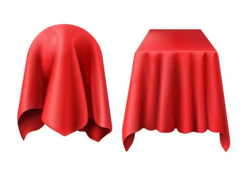 Sphere and box covered with red cloth Stock Illustration