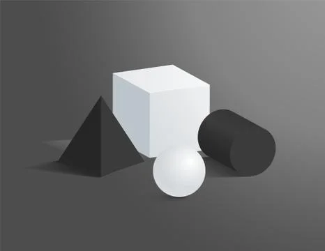 Sphere and Cylinder Vector Cube Figure Collection 스톡 일러스트