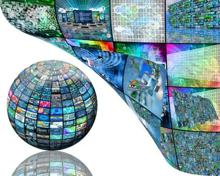 Sphere and images Illustrazione stock