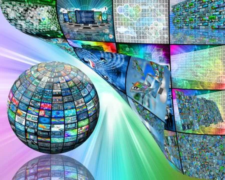 Sphere and images Illustrazione stock