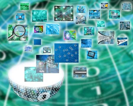 Sphere and images Illustrazione stock