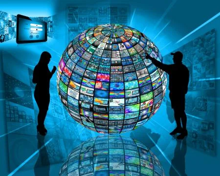 Sphere and silhouettes 스톡 일러스트